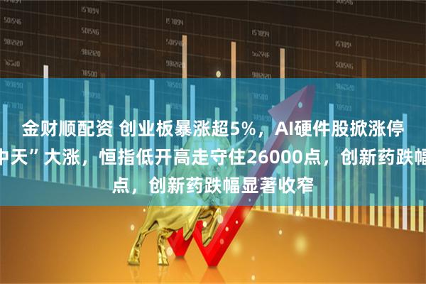 金财顺配资 创业板暴涨超5%，AI硬件股掀涨停潮，“易中天”大涨，恒指低开高走守住26000点，创新药跌幅显著收窄